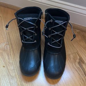 NWOT Sperry Syren Gulf Waterproof Lace Up Duck Boots in Black; Women’s Size 8